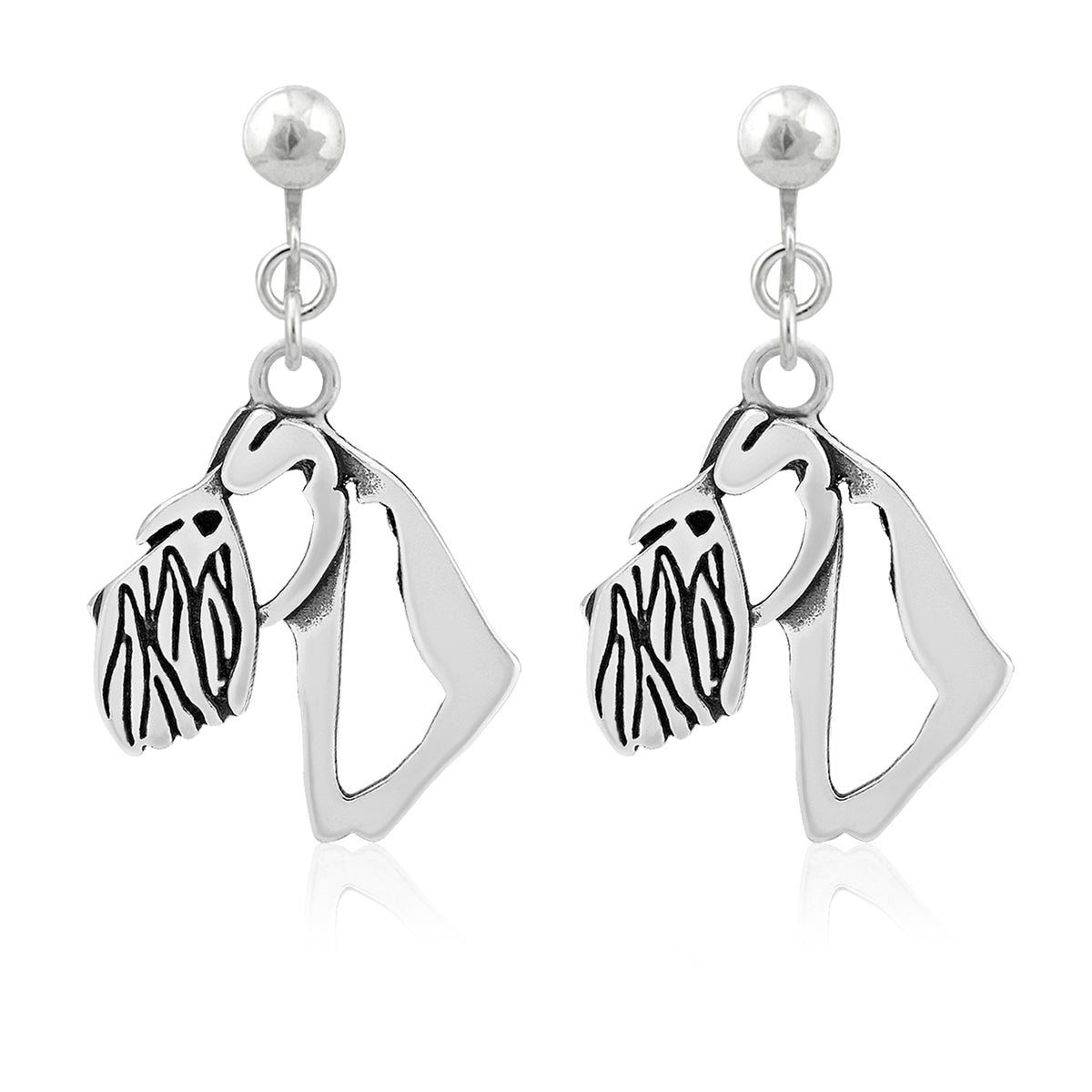 Schnauzer Earrings in Sterling Silver, Natural Ears
