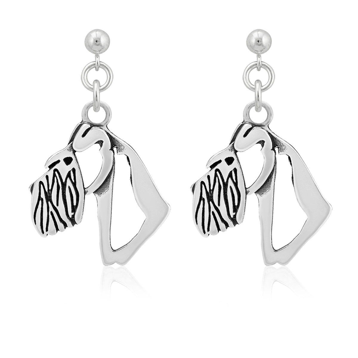 Schnauzer Earrings in Sterling Silver, Natural Ears