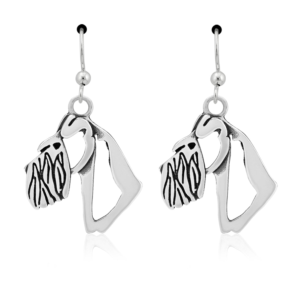 Schnauzer Earrings in Sterling Silver, Natural Ears