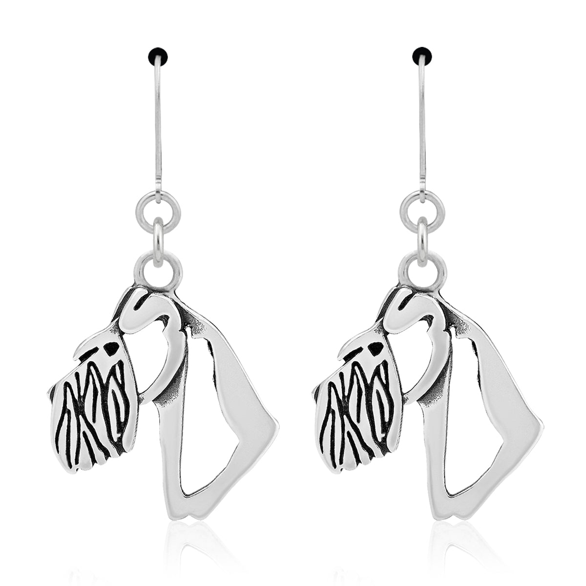 Schnauzer Earrings in Sterling Silver, Natural Ears