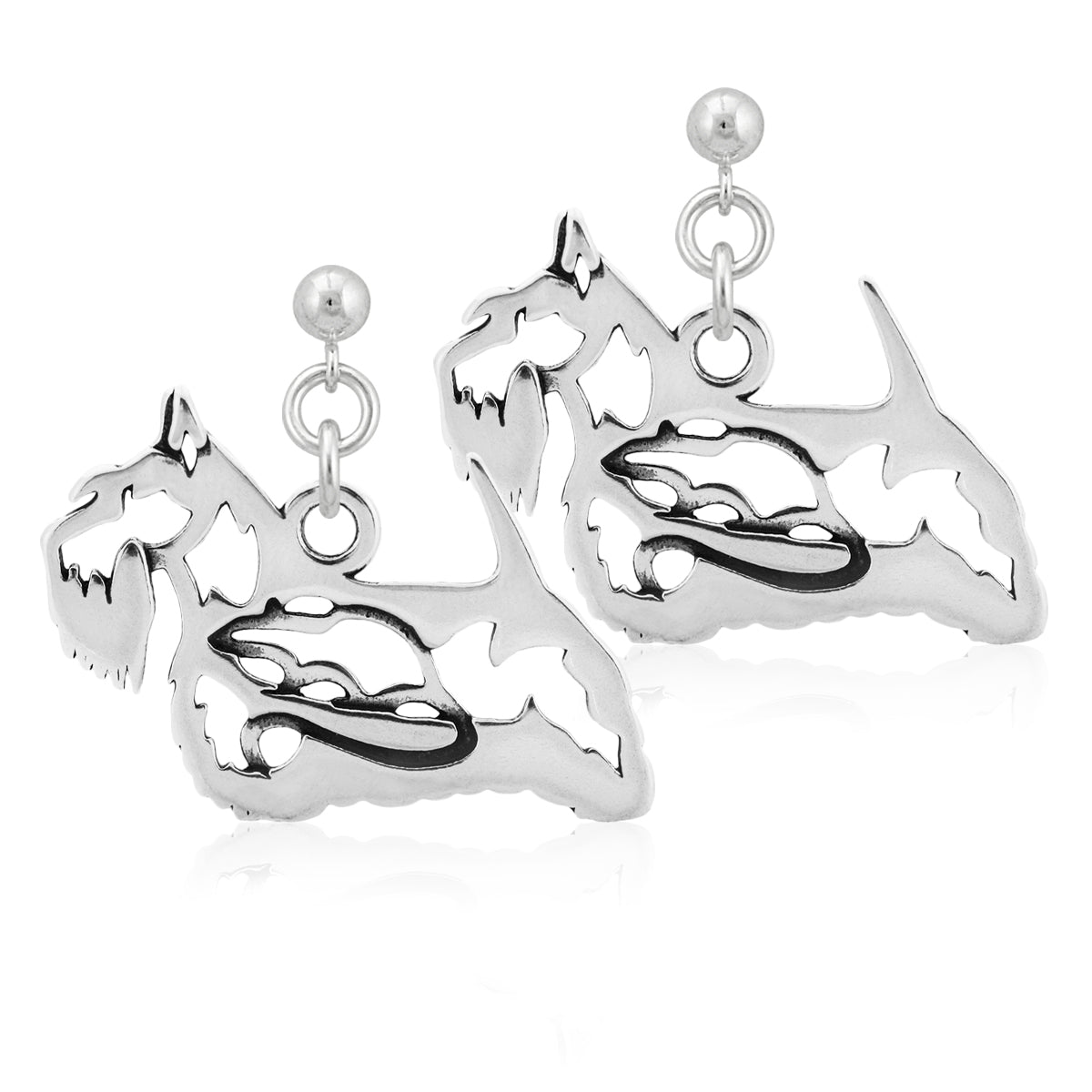 Sterling Silver Scottish Terrier Earrings