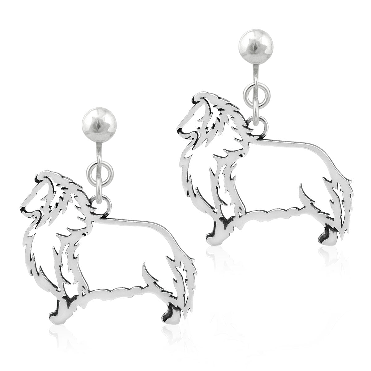 Sterling Silver Shetland Sheepdog Earrings