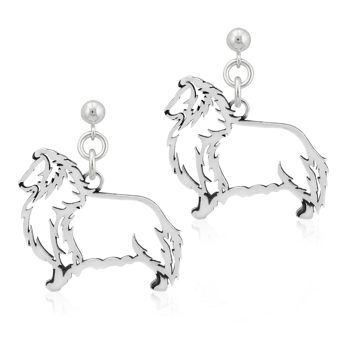 Sterling Silver Shetland Sheepdog Earrings