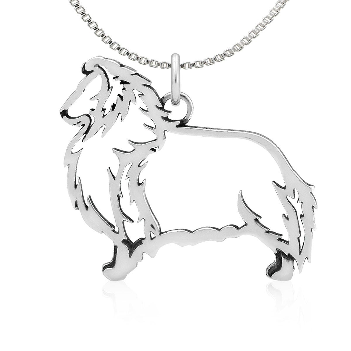 Sterling Silver Shetland Sheepdog Necklace Jewelry