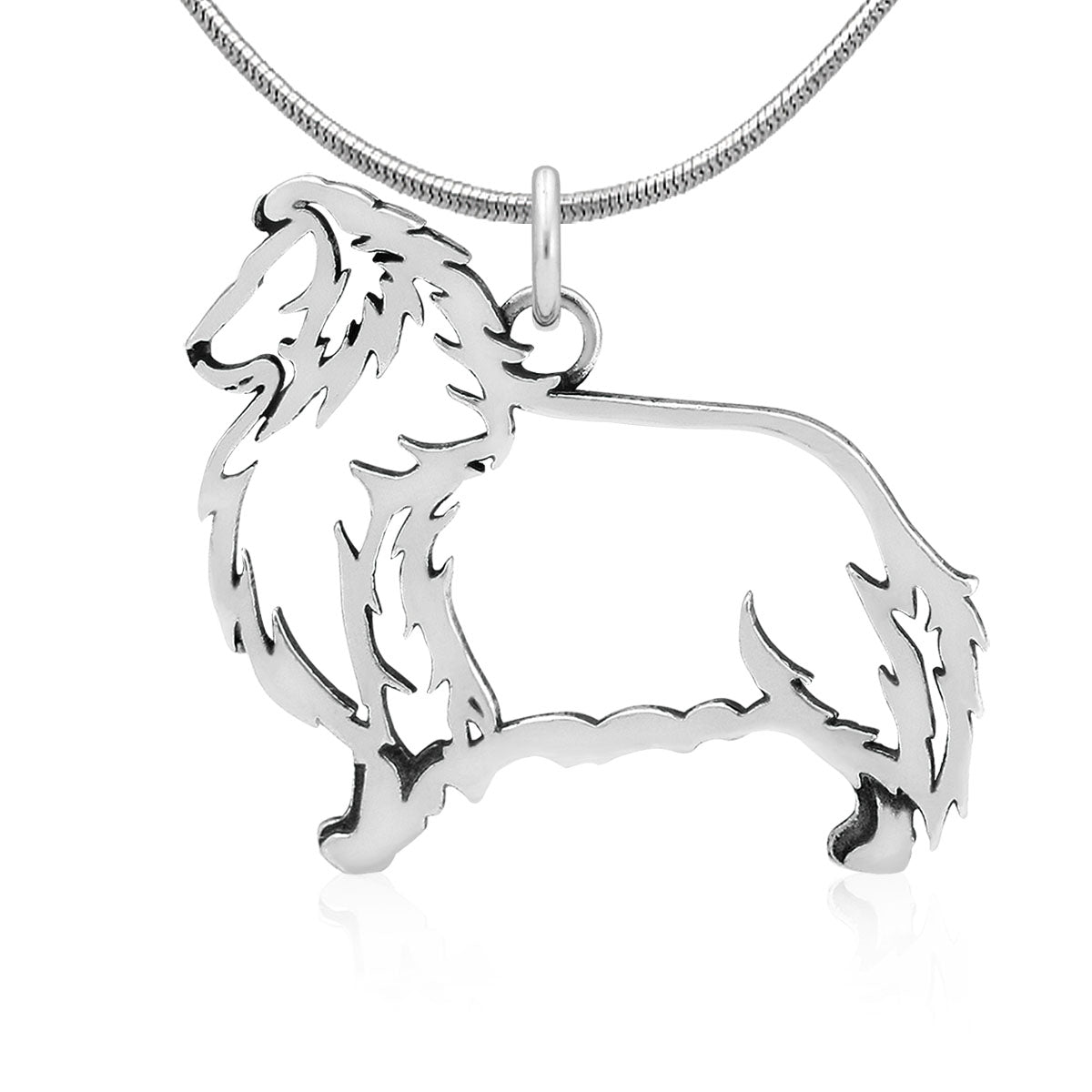 Sterling Silver Shetland Sheepdog Necklace Jewelry