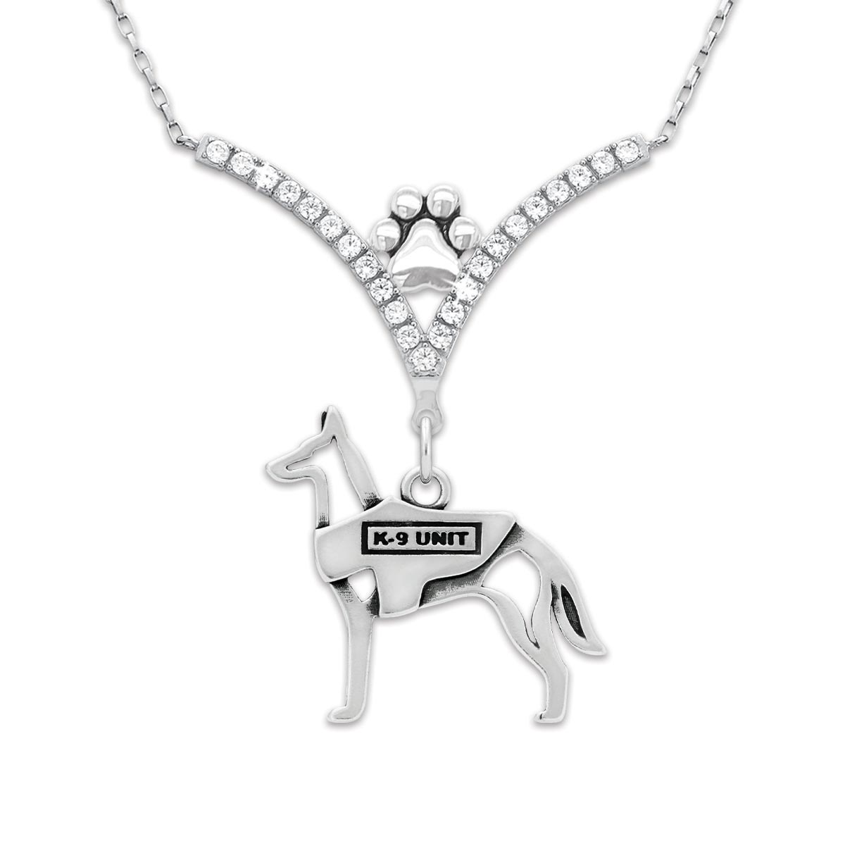 Belgian Malinois CZ Necklace