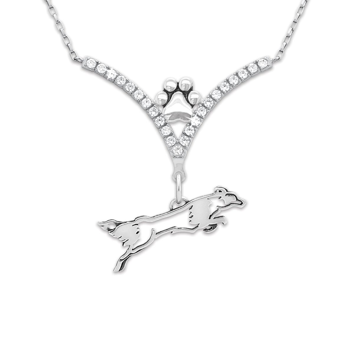 Fly Like A Border Collie CZ Necklace