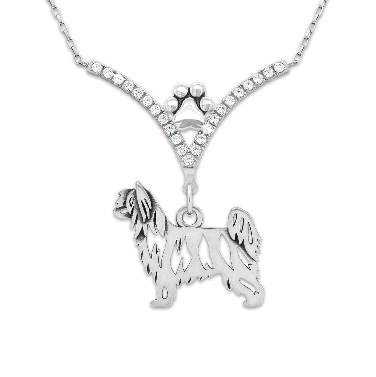 VIP CZ Chinese Crested Necklace