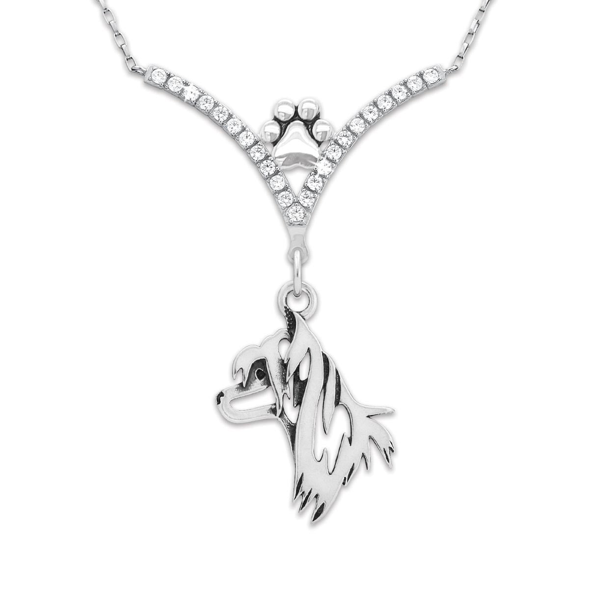 CZ Chinese Crested Necklace