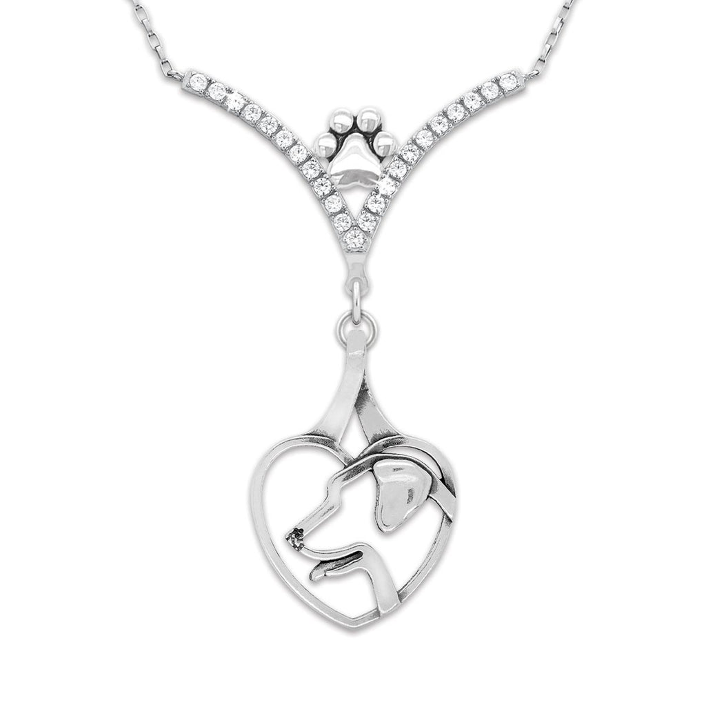 Labrador Retriever Heart CZ Necklace