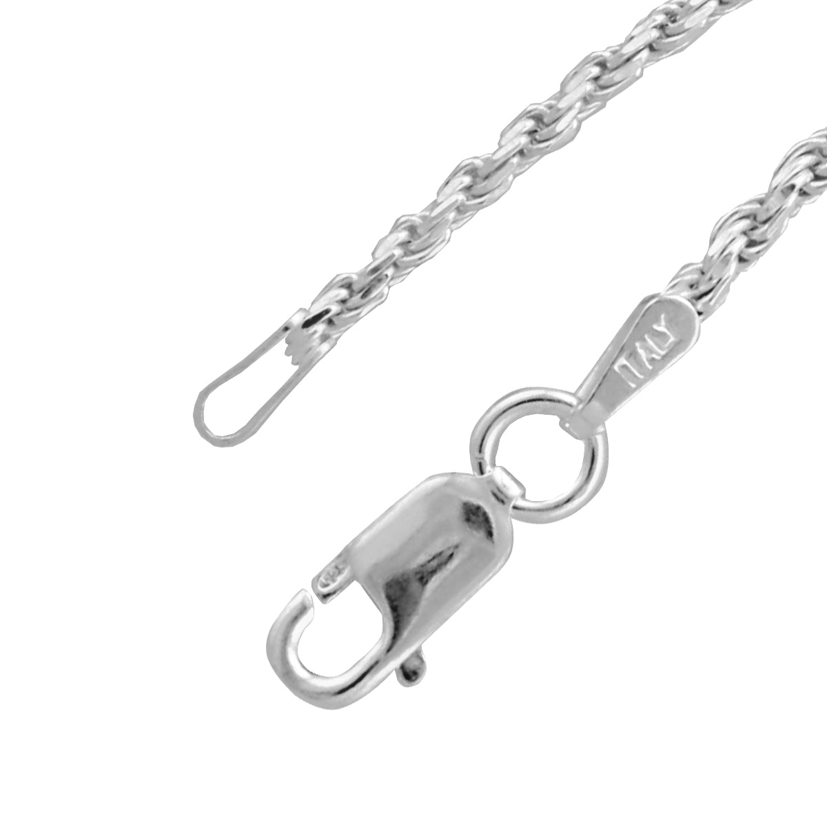 Sterling Silver Diamond Cut Rope Chain 16"