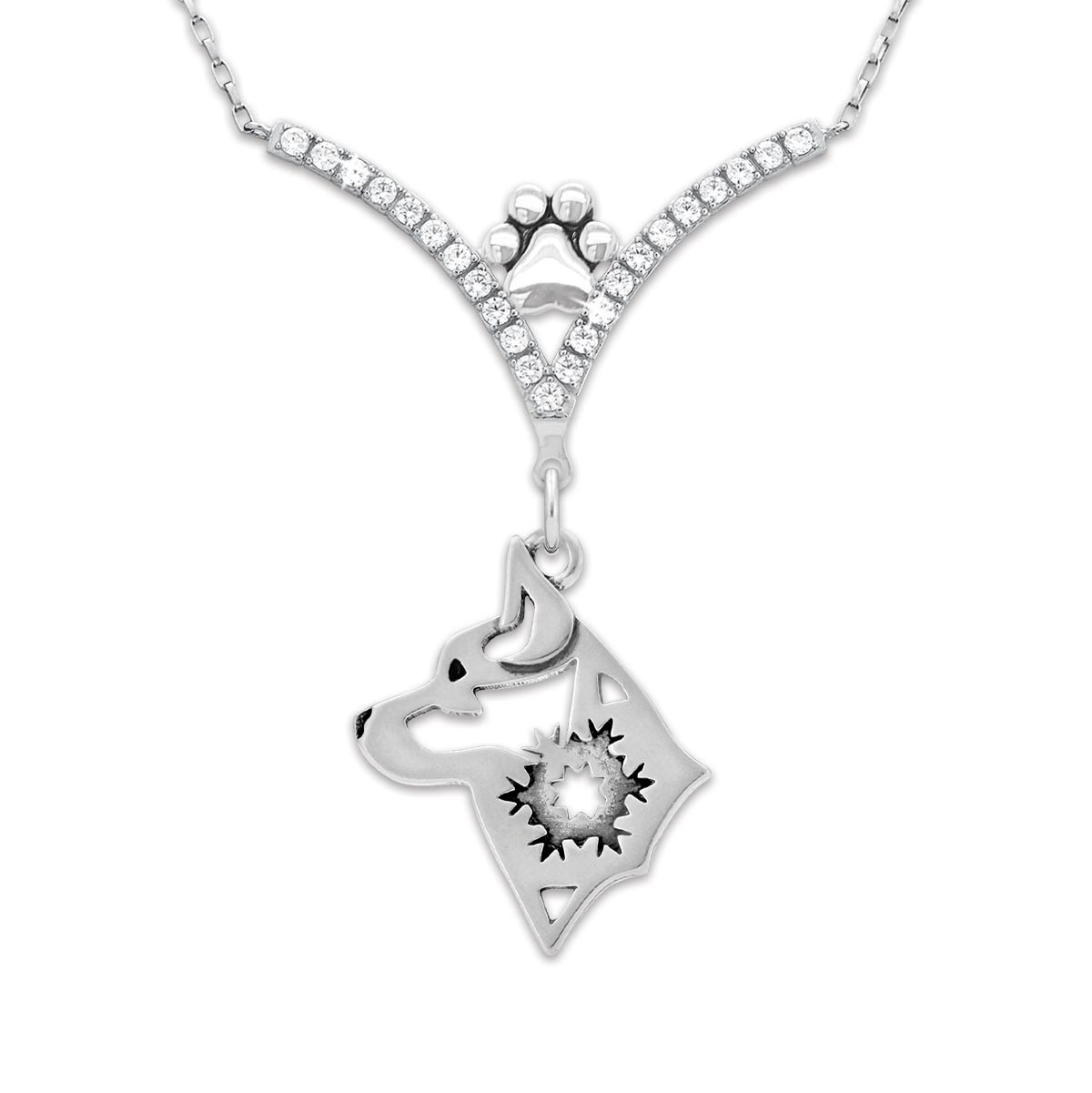 CZ Alaskan Klee Kai Necklace