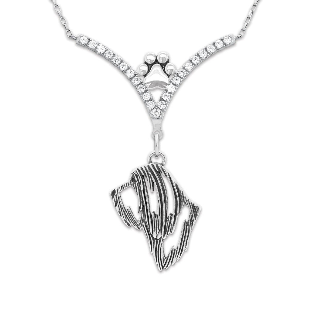 CZ Bearded Collie Necklace