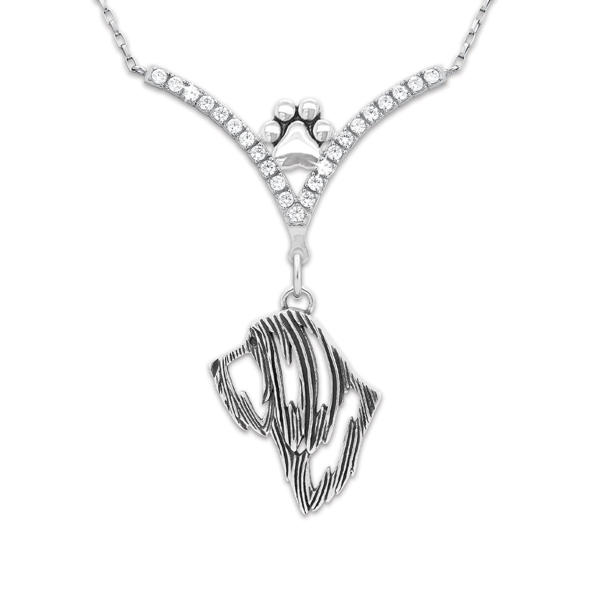 CZ Bearded Collie Necklace