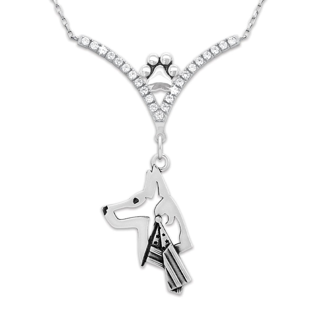 VIP CZ Belgian Malinois Necklace