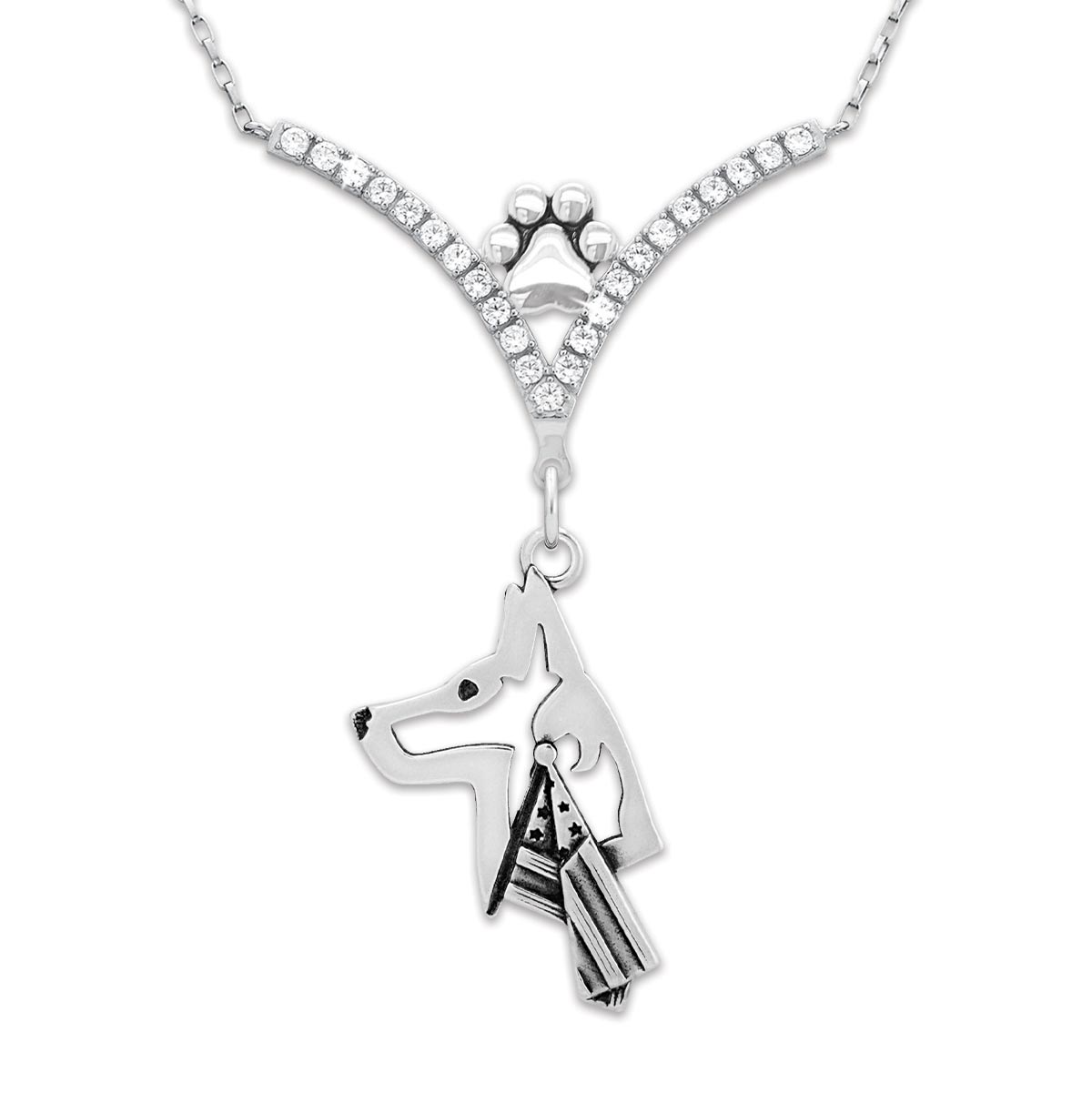 VIP CZ Belgian Malinois Necklace