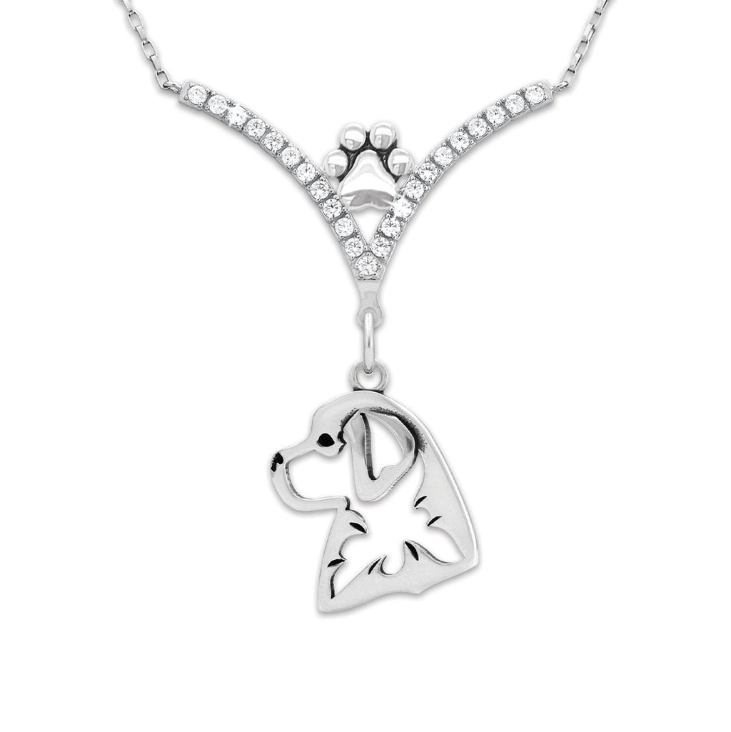 CZ Bernese Mountain Dog Necklace