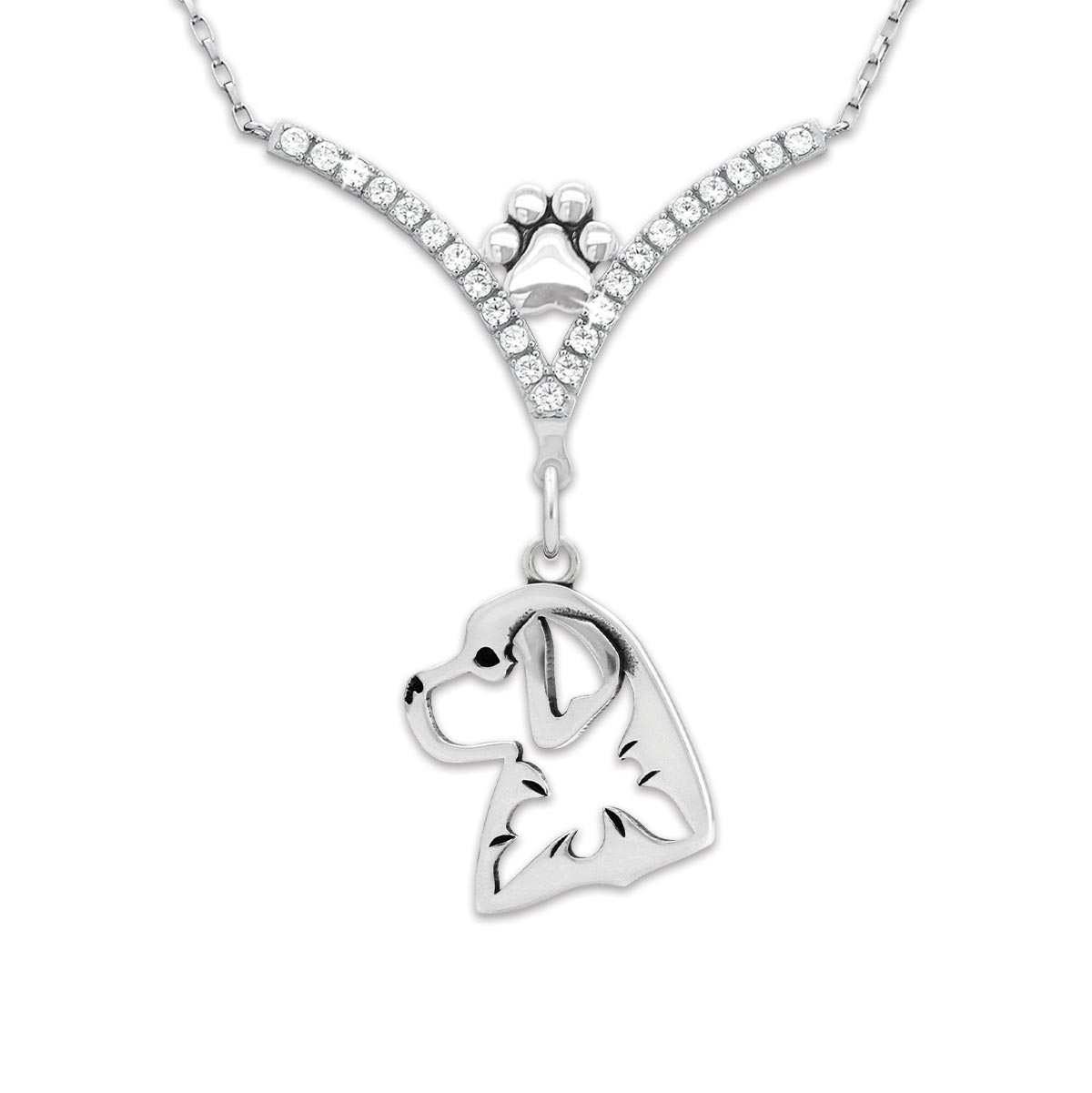CZ Bernese Mountain Dog Necklace