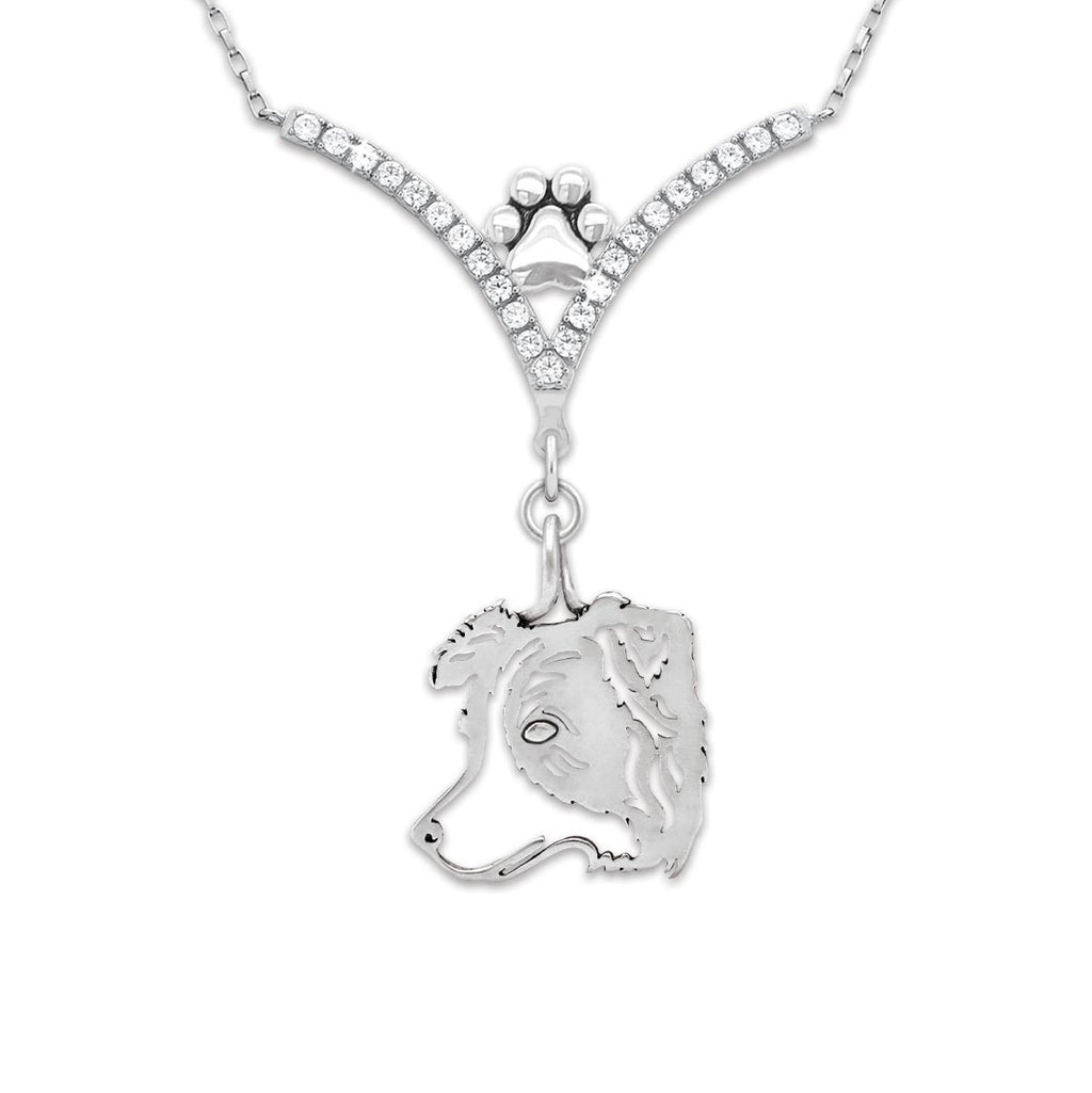 CZ Border Collie Necklace