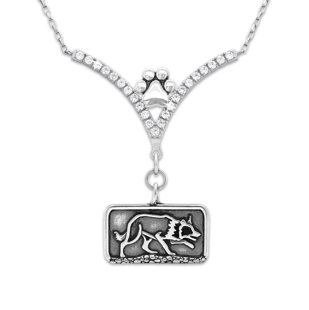 VIP CZ Border Collie Necklace