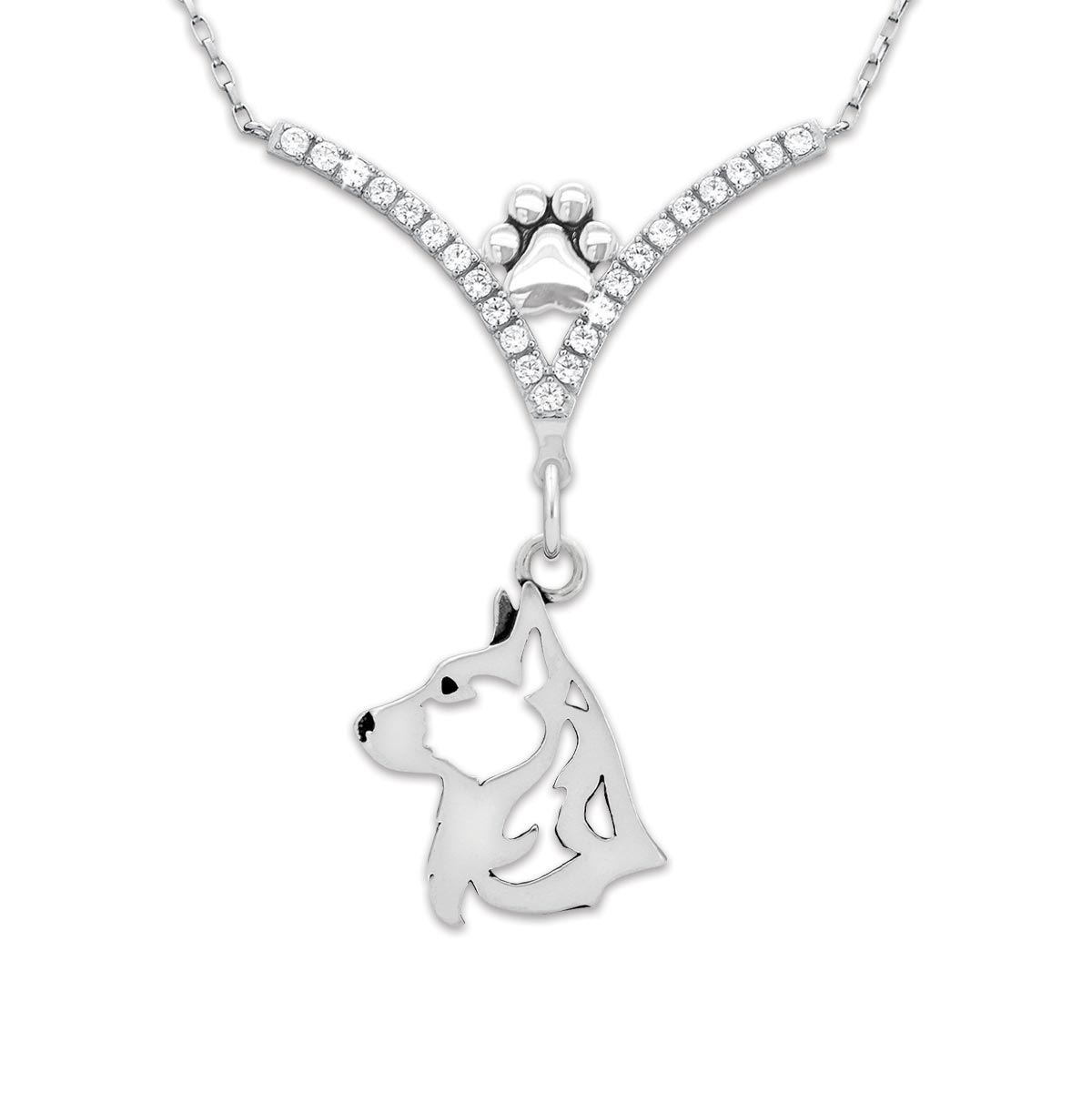 CZ Cardigan Welsh Corgi Necklace