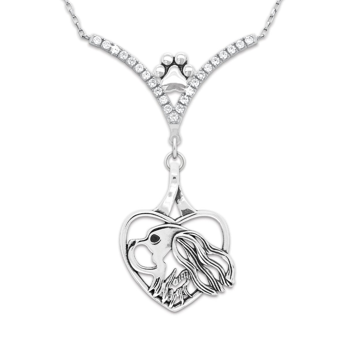 VIP CZ Cavalier King Charles Heart Necklace