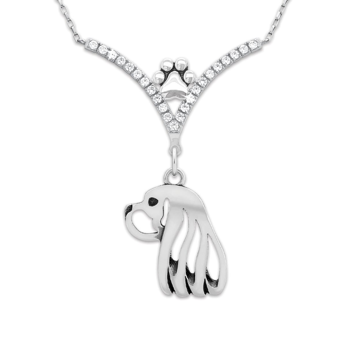 CZ Cavalier King Charles Spaniel Necklace