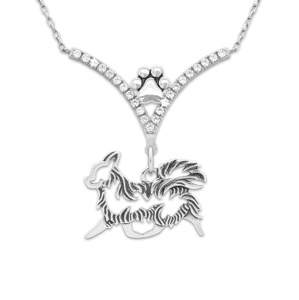 CZ Chihuahua VIP Necklace - Longhaired