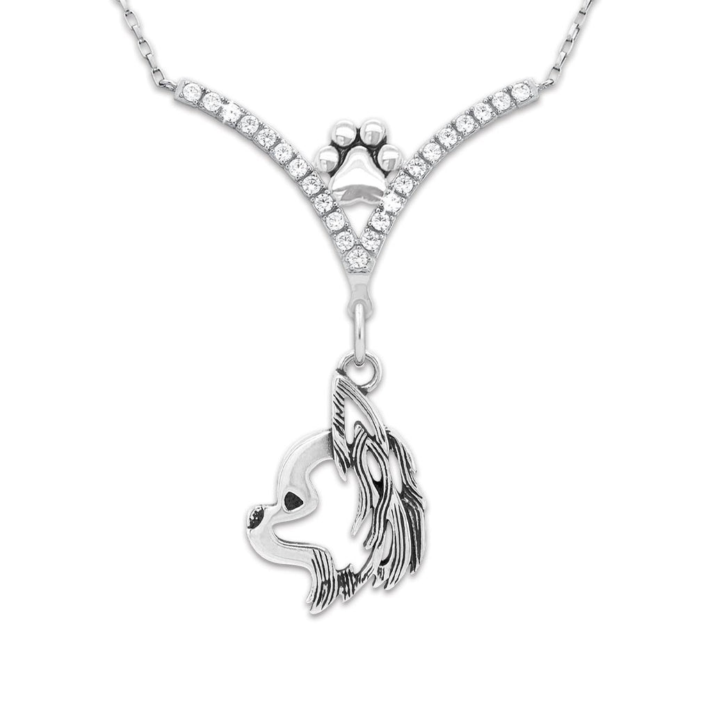 CZ Chihuahua Necklace - Longhaired