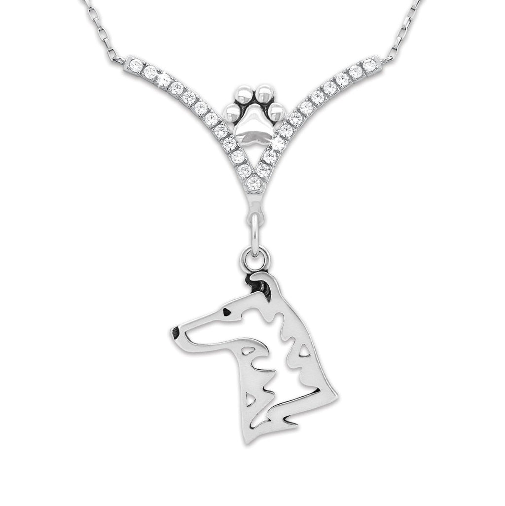 CZ Collie CZ Necklace - Smooth Coat