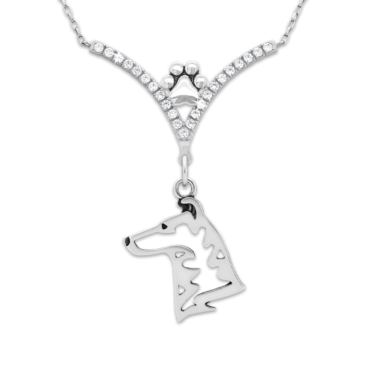 CZ Collie CZ Necklace - Smooth Coat