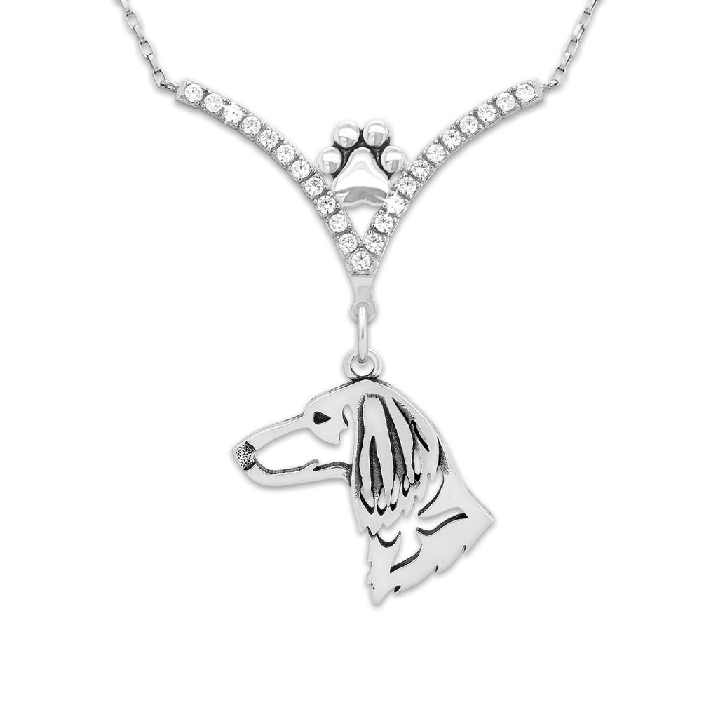CZ Dachshund Necklace - Longhaired