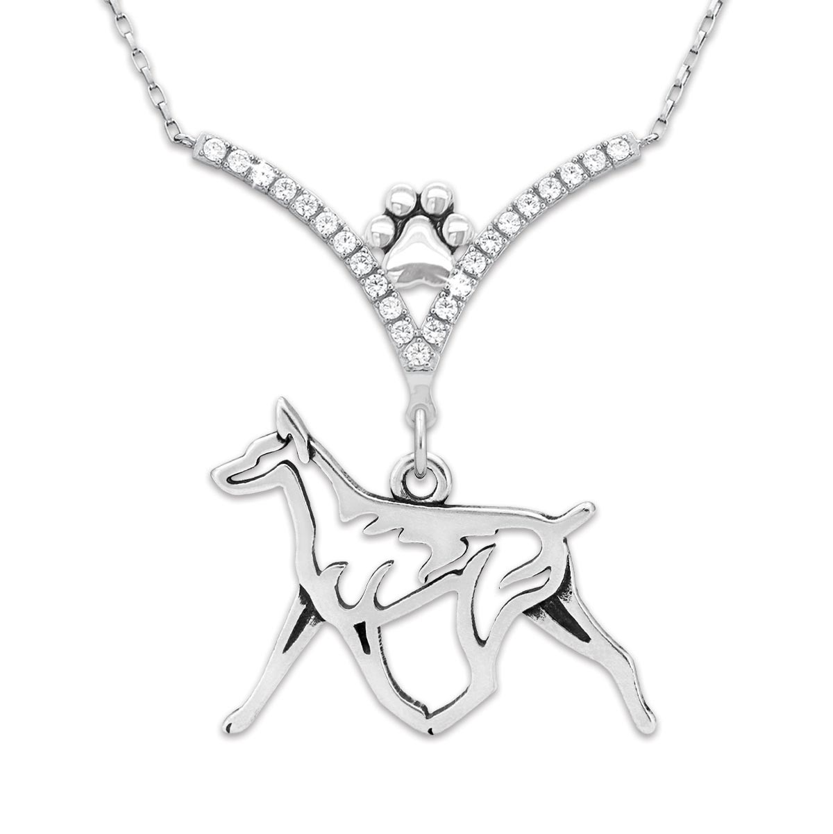 CZ Doberman Pinscher VIP Necklace