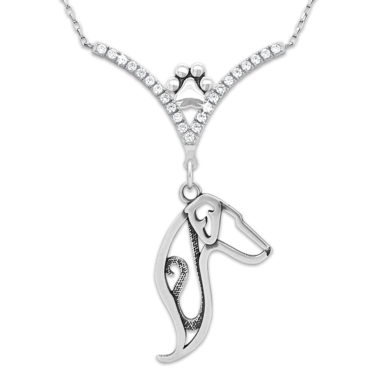 VIP CZ Doberman Pinscher Necklace
