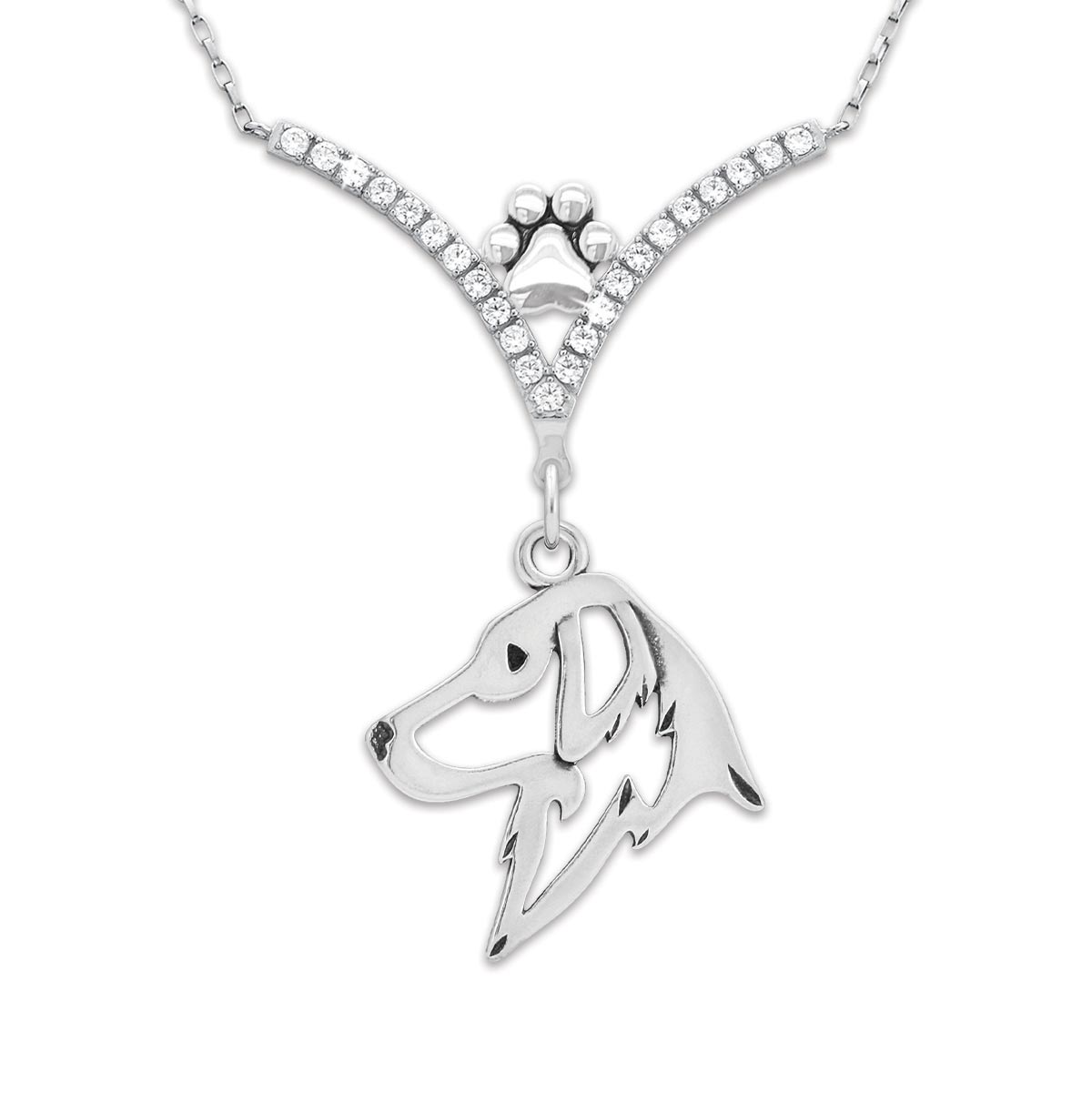 CZ Flat-Coated Retriever Necklace