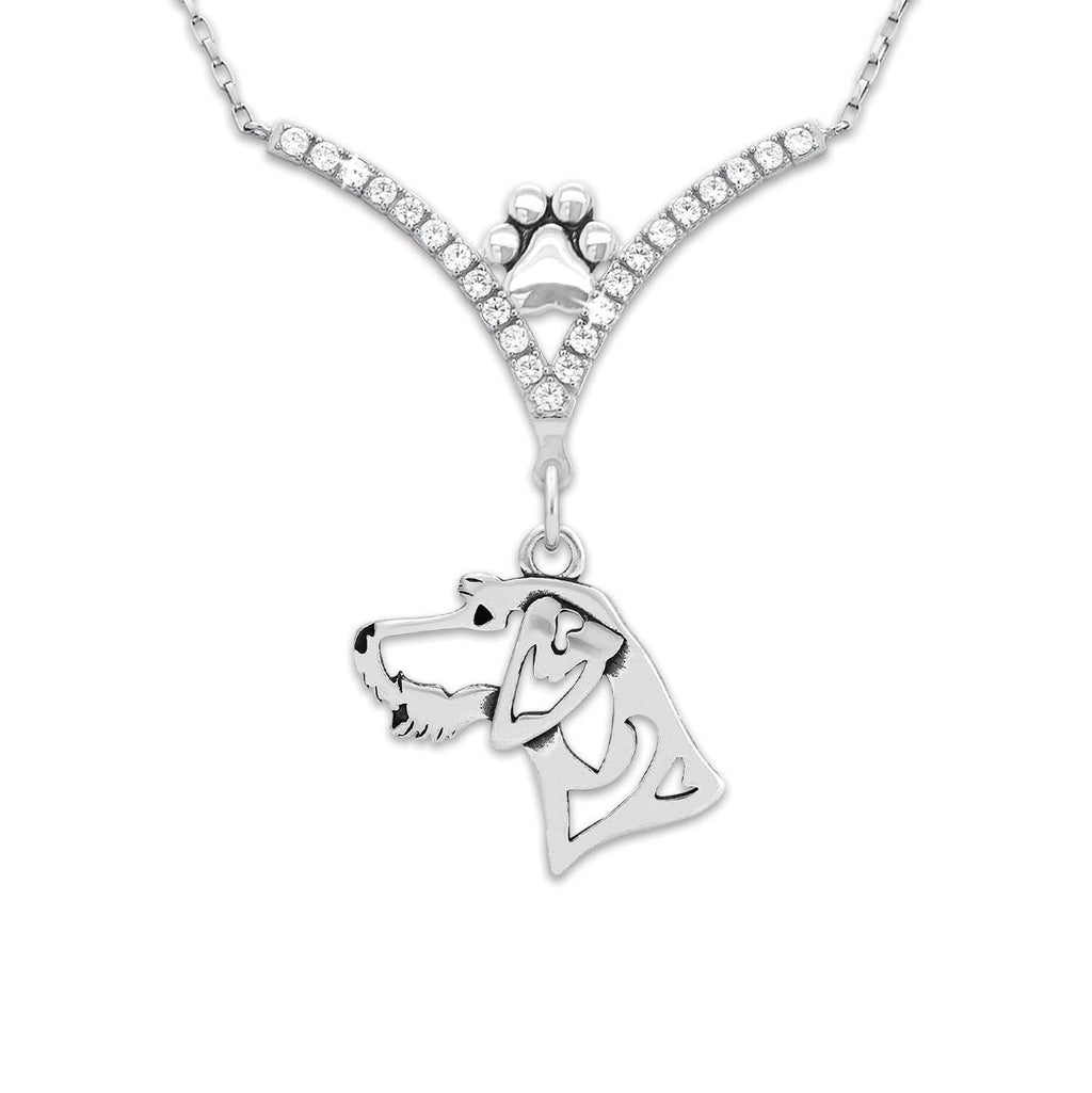 CZ German Wirehaired Pointer Necklace