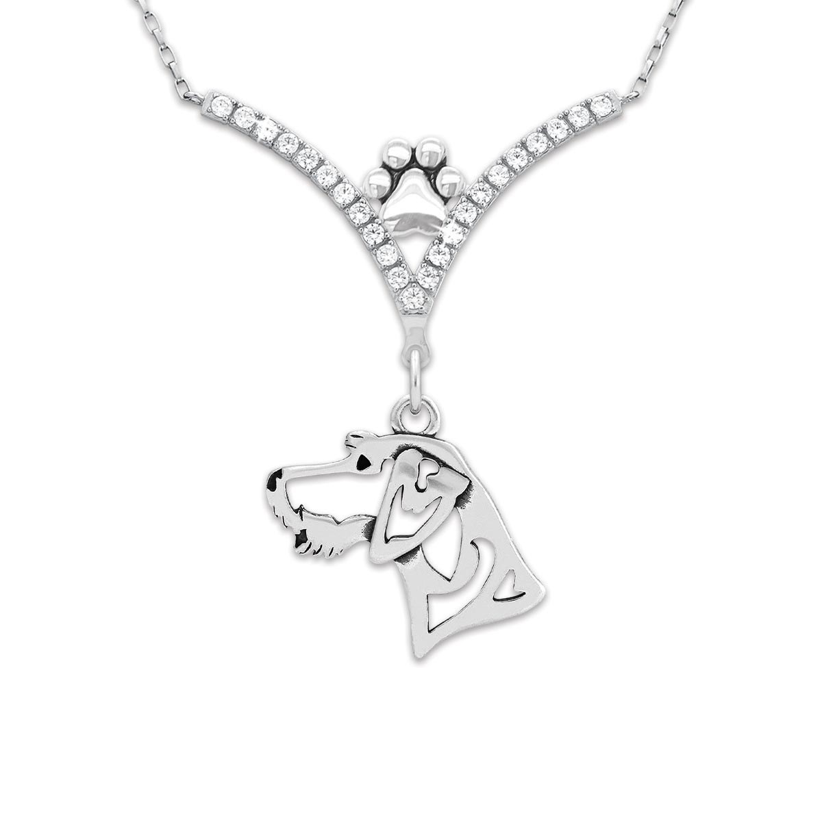 CZ German Wirehaired Pointer Necklace
