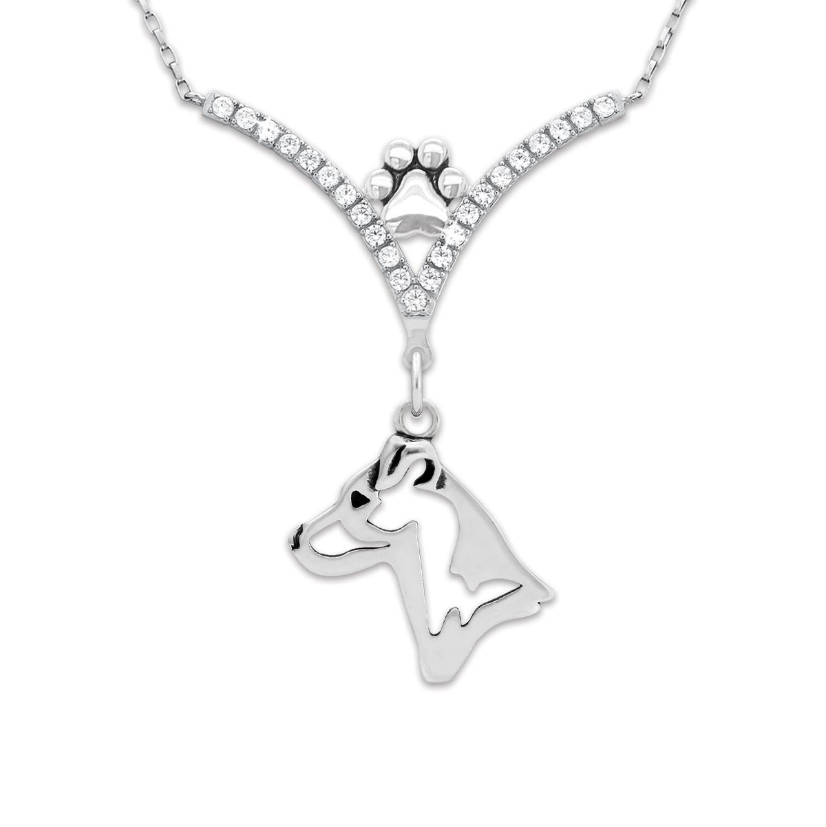 CZ Jack Russell Terrier Necklace