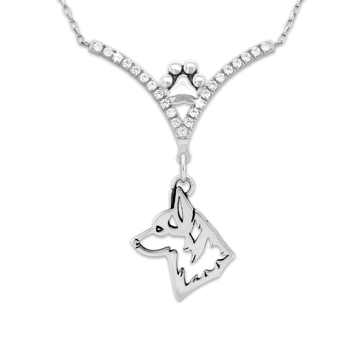 CZ Pembroke Corgi Necklace
