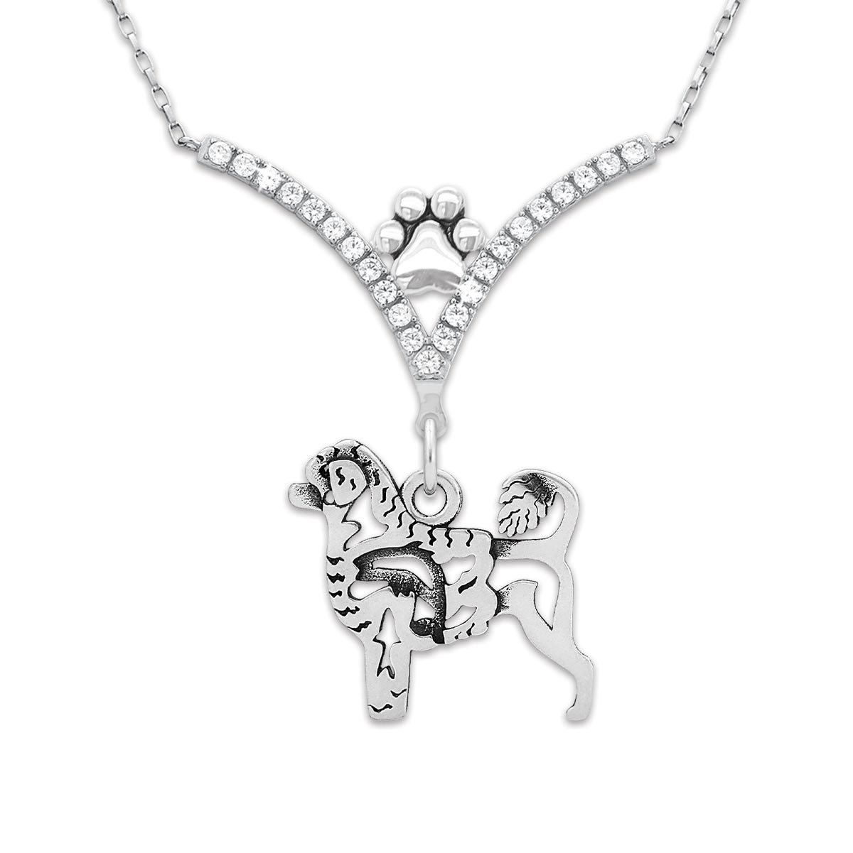 VIP CZ Portuguese Water Dog Necklace
