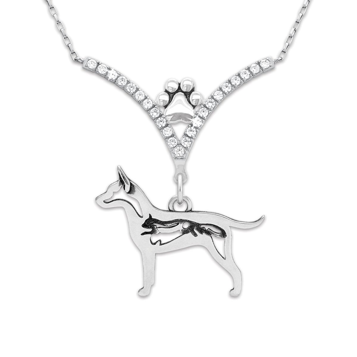 VIP CZ Rat Terrier Necklace