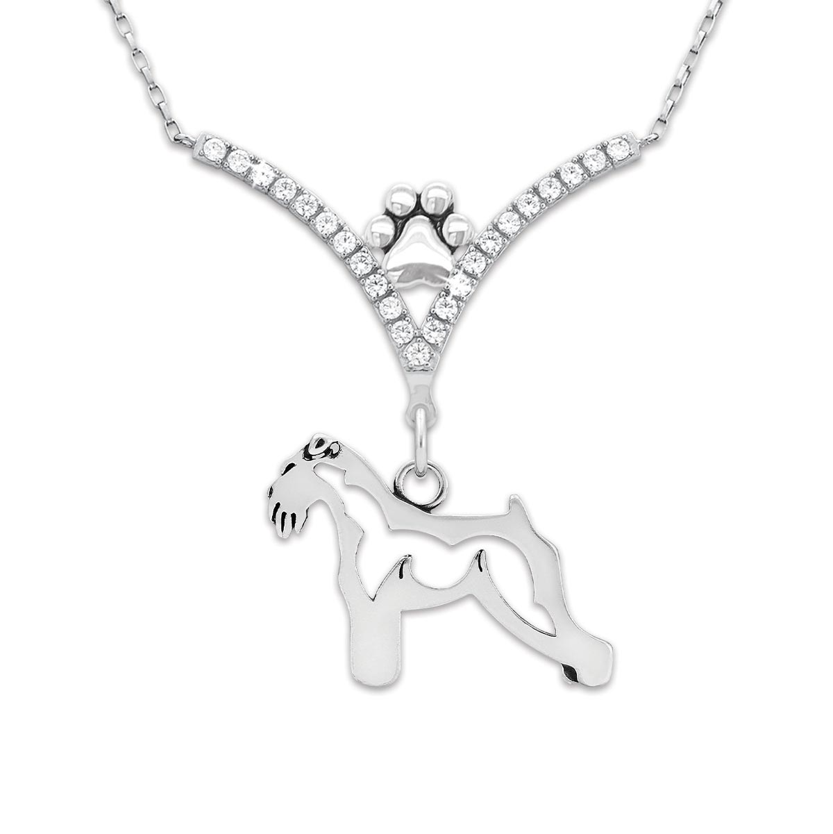 Cubic Zirconia Schnauzer Necklace