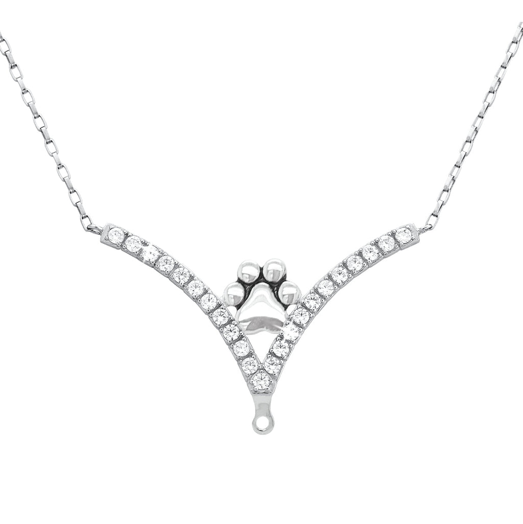 Sterling Silver CZ VIP Paw Print Necklace