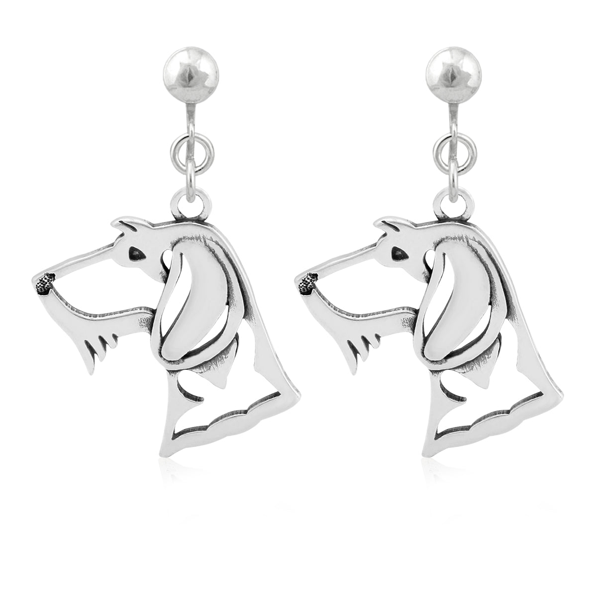 Dachshund Earrings in Sterling Silver, Wirehaired