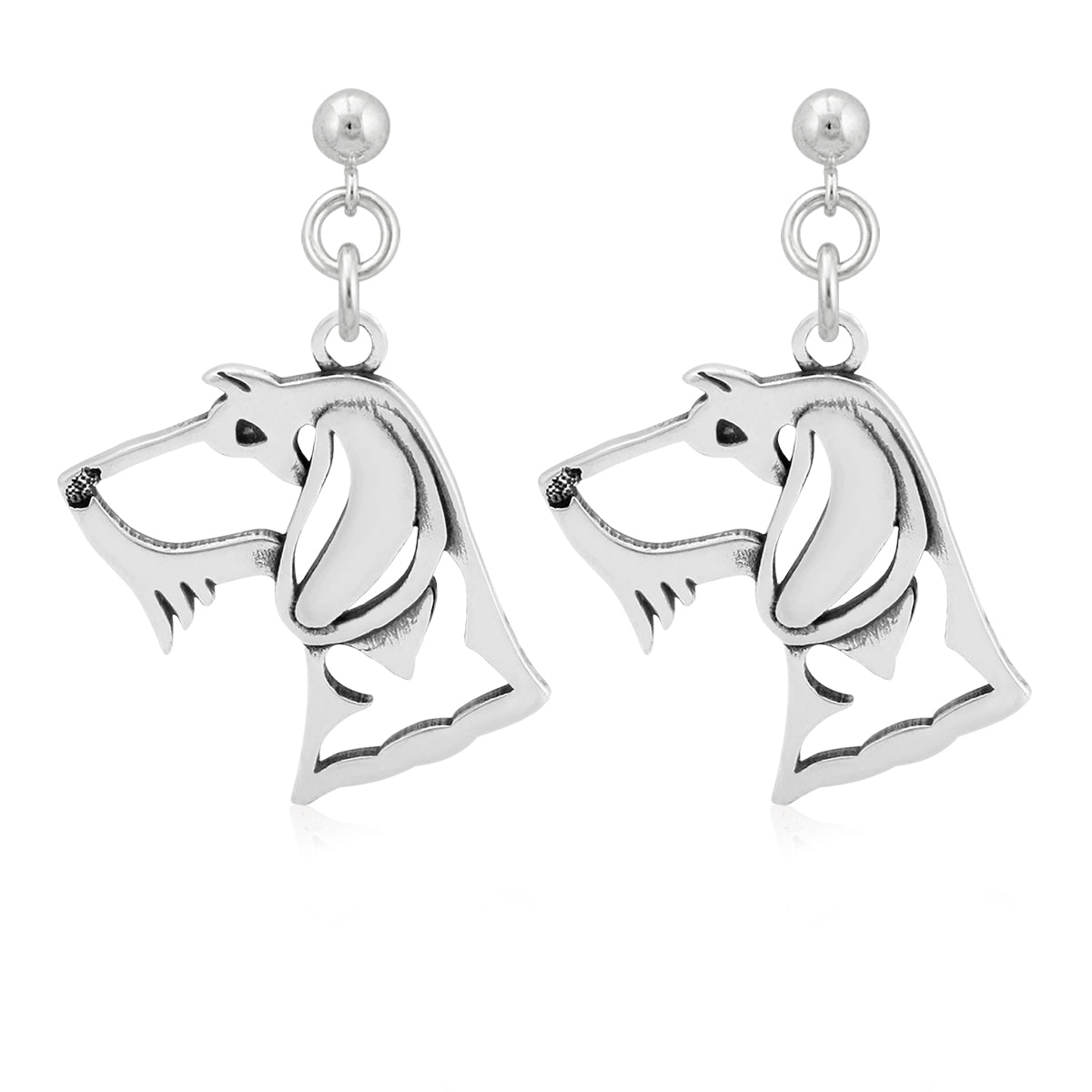 Dachshund Earrings in Sterling Silver, Wirehaired