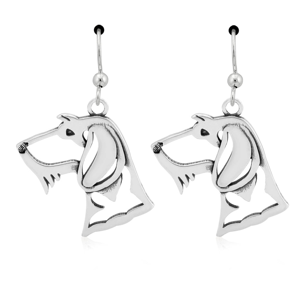 Dachshund Earrings in Sterling Silver, Wirehaired