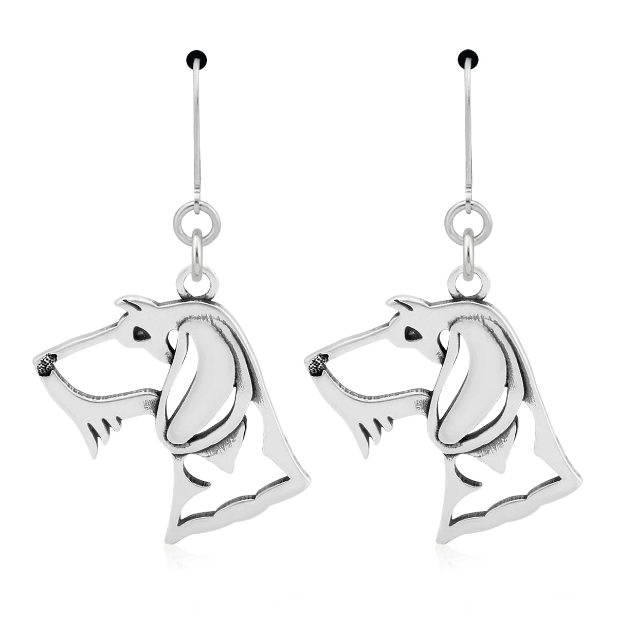Dachshund Earrings in Sterling Silver, Wirehaired