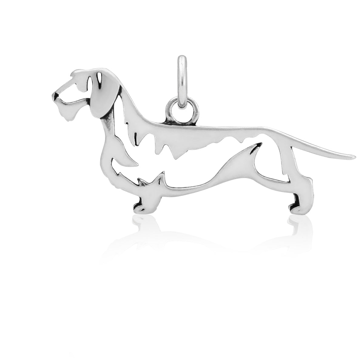 Sterling Silver Dachshund Necklace Jewelry, Wirehaired