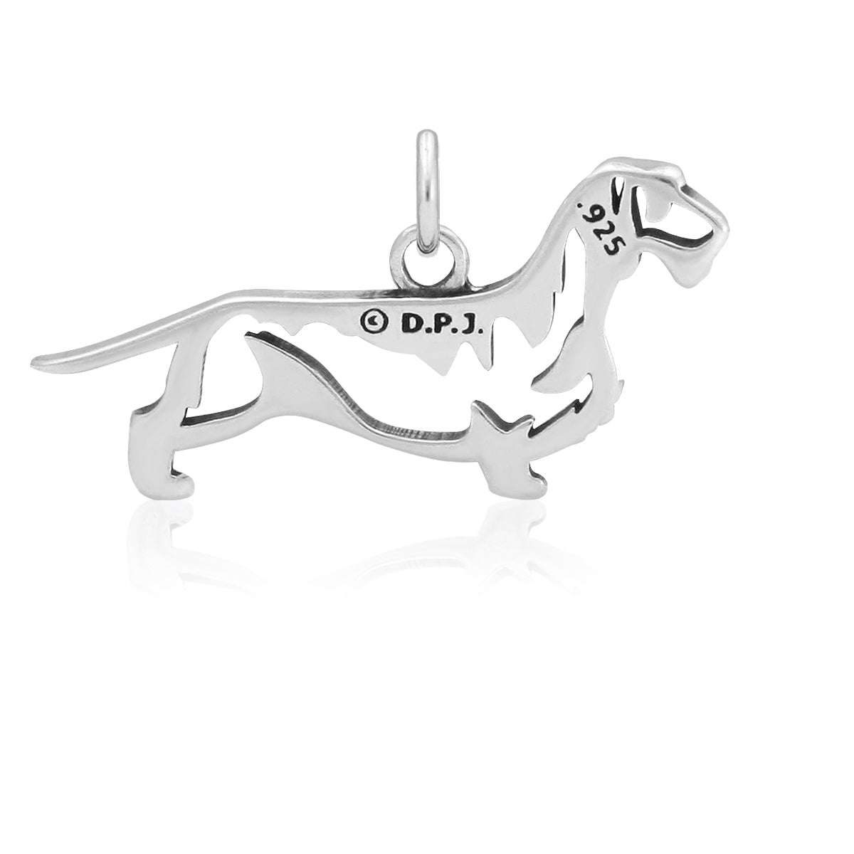 Sterling Silver Dachshund Necklace Jewelry, Wirehaired