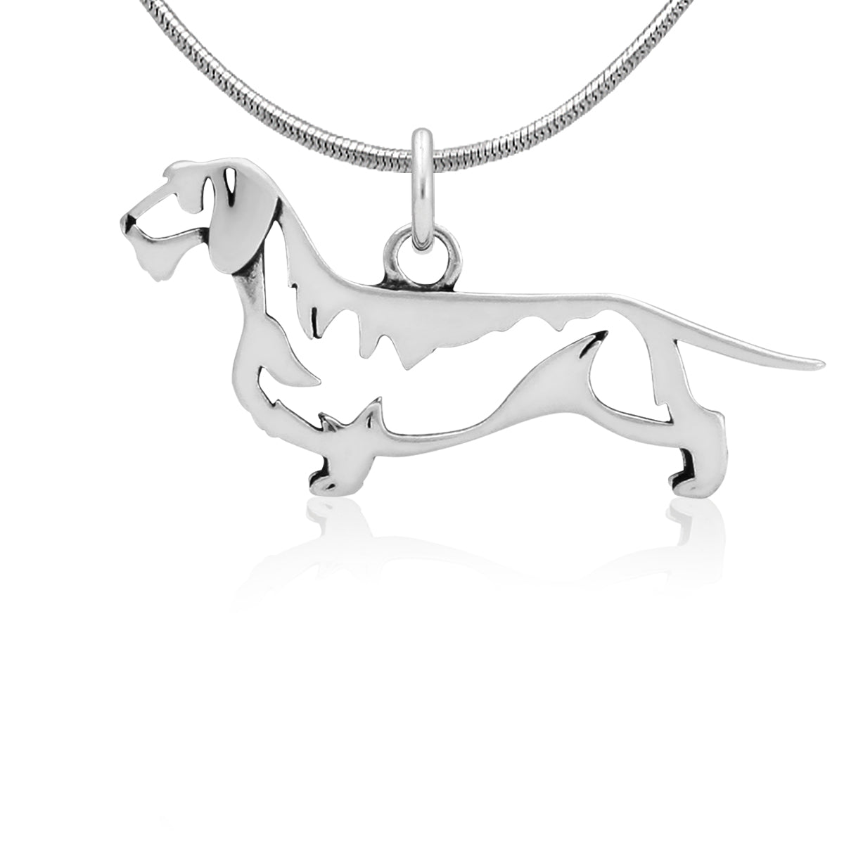 Sterling Silver Dachshund Necklace Jewelry, Wirehaired